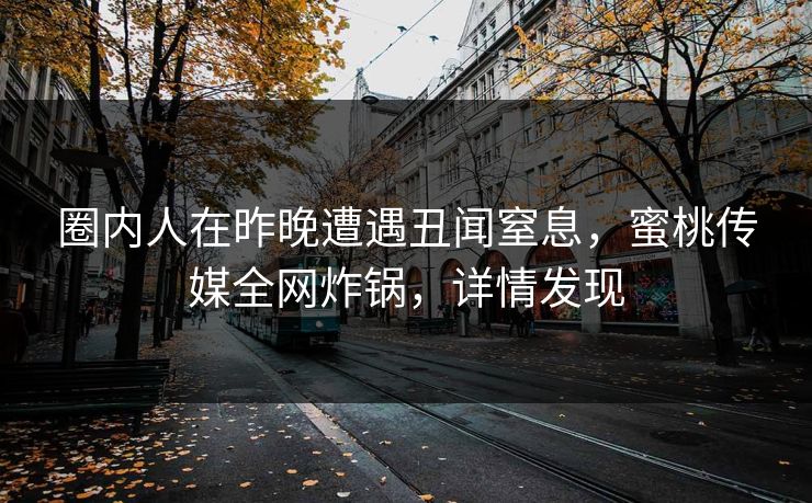 圈内人在昨晚遭遇丑闻窒息，蜜桃传媒全网炸锅，详情发现